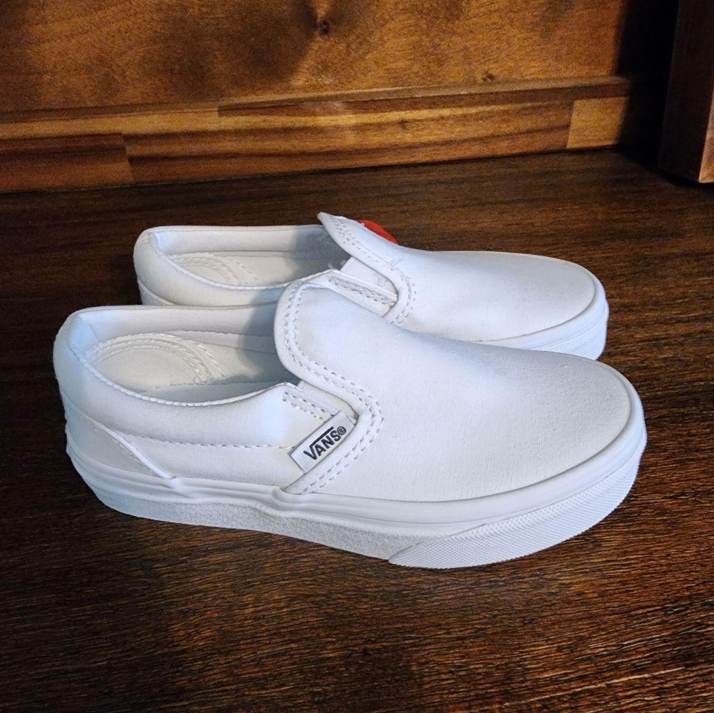 NIB Kids white slip on vans size 13